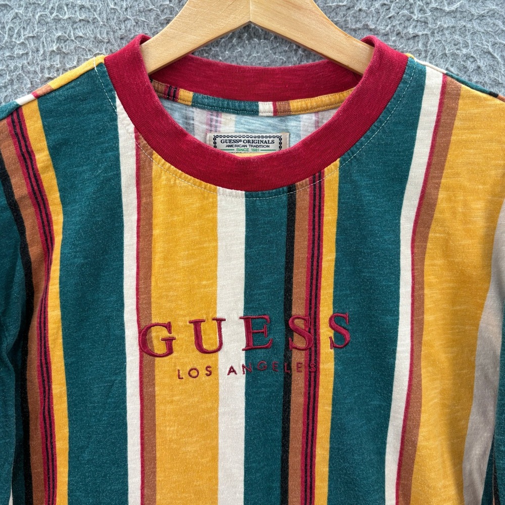 Vintage Guess Originals Long Sleeve Shirt Mens S Multi Color Striped Los Angeles